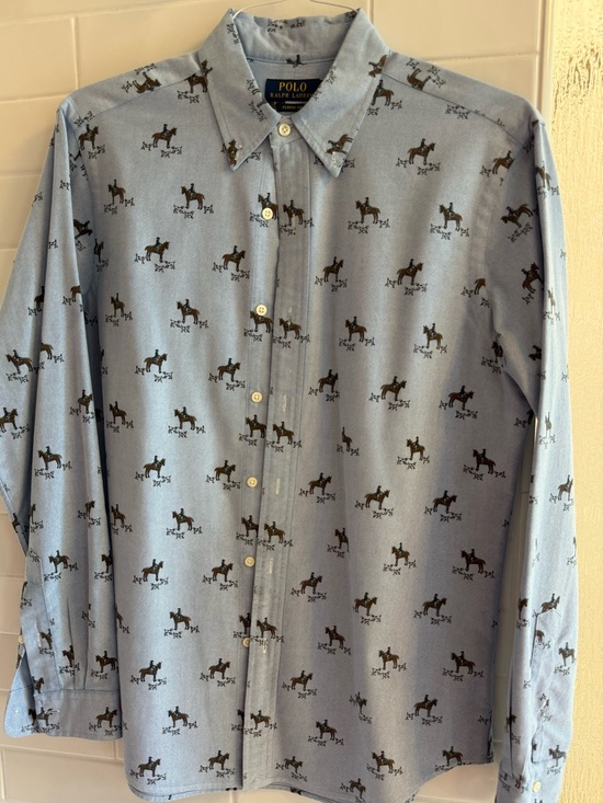 Ralph Lauren Other - Ralph Lauren Light Blue Horse-Print Button-Down Shirt Size Medium